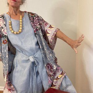 Flax Apron Dress/Tunic Size M Slate Blue